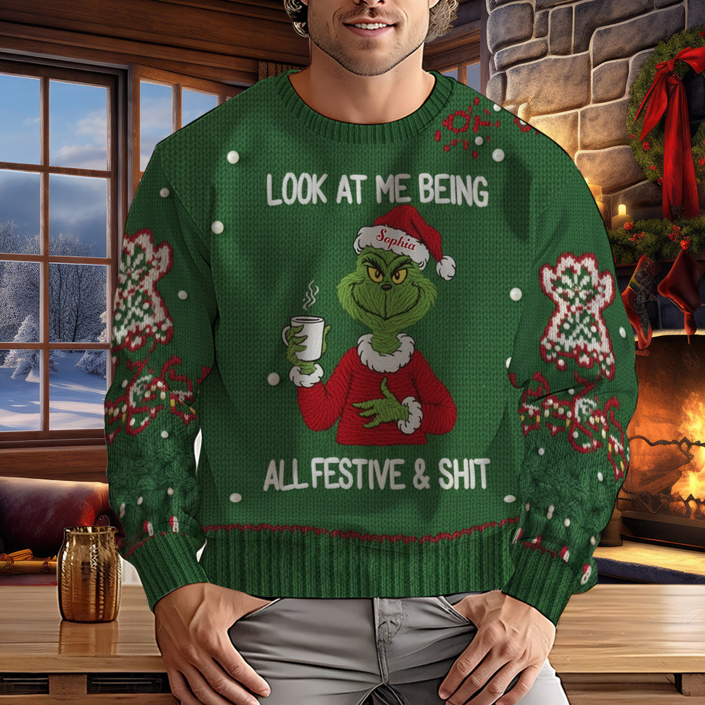 Humeur coquine de Greenmas - Étole de Noël personnalisée Pull moche