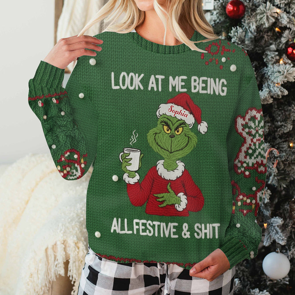 Humeur coquine de Greenmas - Étole de Noël personnalisée Pull moche