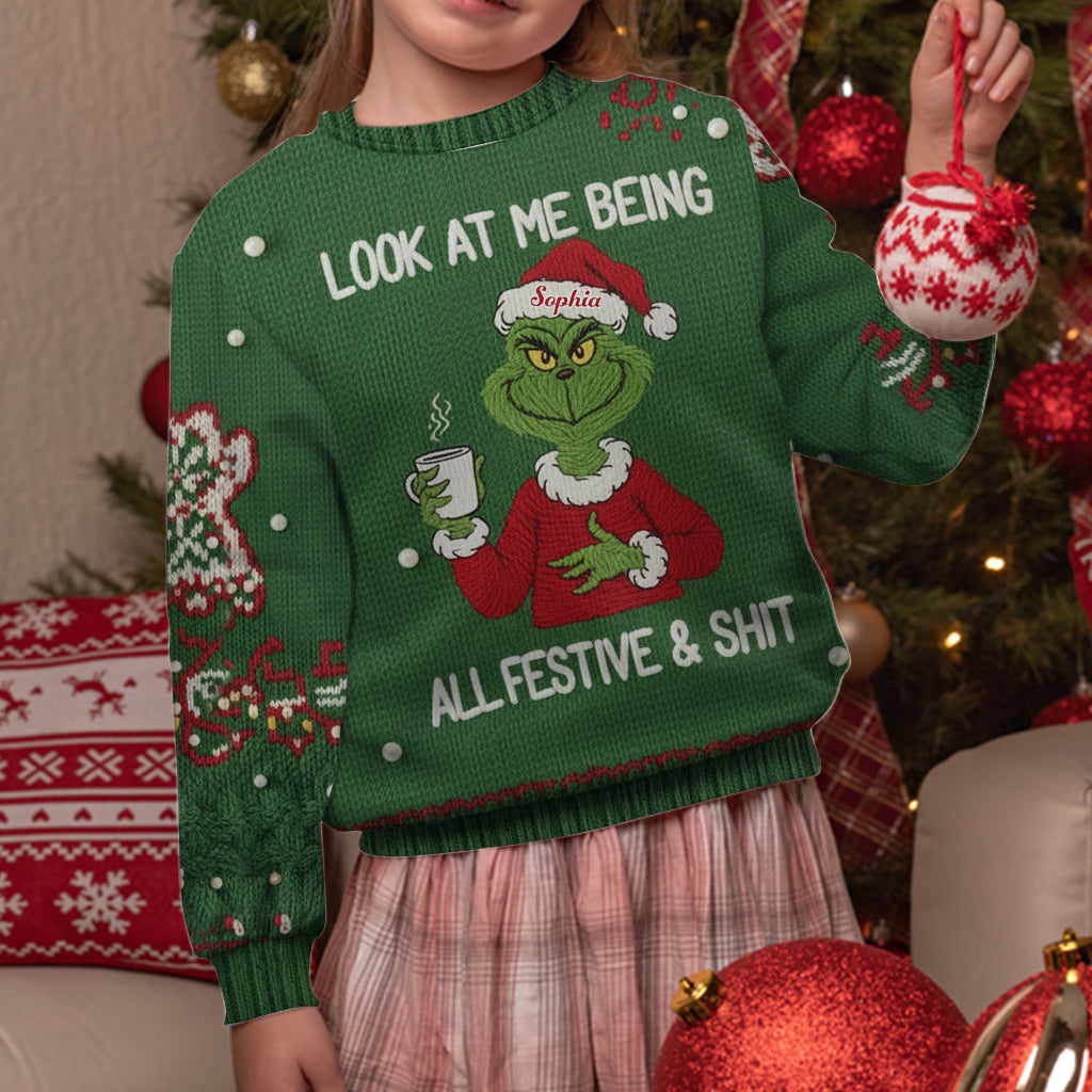 Humeur coquine de Greenmas - Étole de Noël personnalisée Pull moche