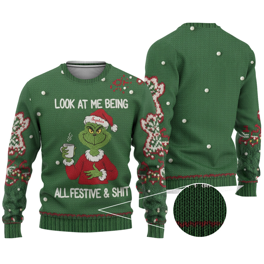 Humeur coquine de Greenmas - Étole de Noël personnalisée Pull moche