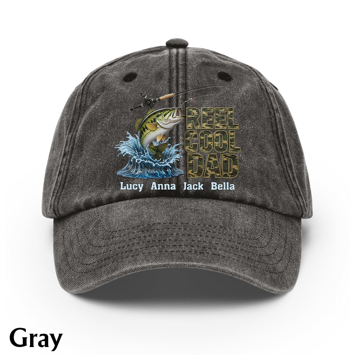 Papa cool - Casquette en jean délavé personnalisée pour la pêche
