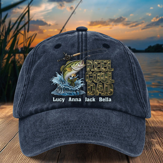 Papa cool - Casquette en jean délavé personnalisée pour la pêche