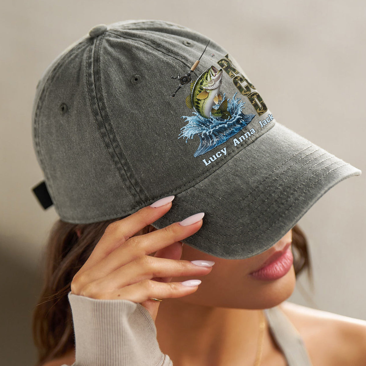 Papa cool - Casquette en jean délavé personnalisée pour la pêche