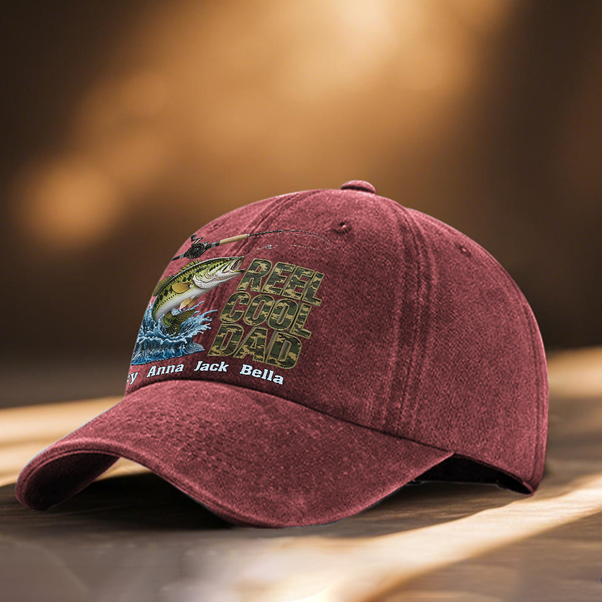 Papa cool - Casquette en jean délavé personnalisée pour la pêche