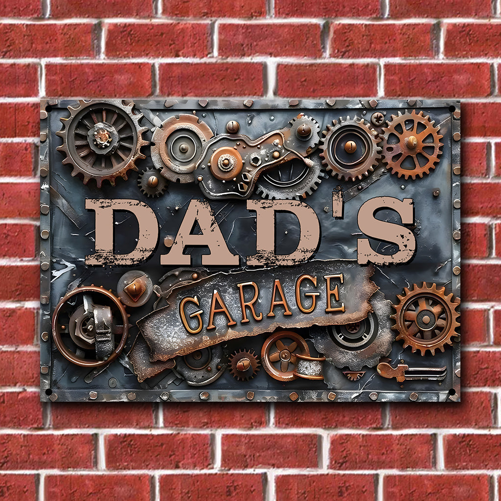 Panneau métallique rectangulaire personnalisé « Garage de papa »