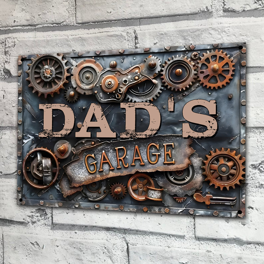 Panneau métallique rectangulaire personnalisé « Garage de papa »