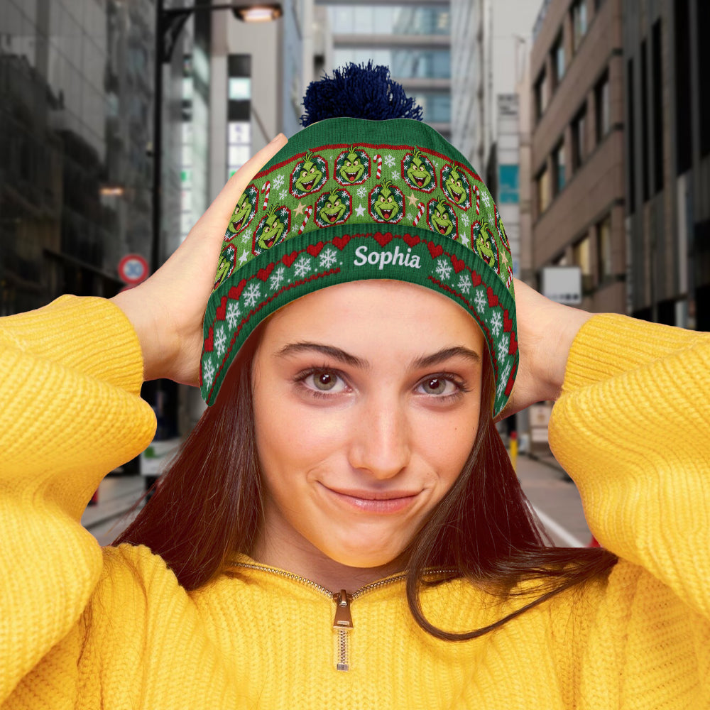 Merry Grinchmass - Personalized Stole Christmas Beanie Hat