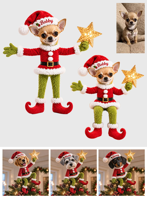 Merry Grinchmas With Any Pet Photo - Personalized Dog Posable Plush Doll