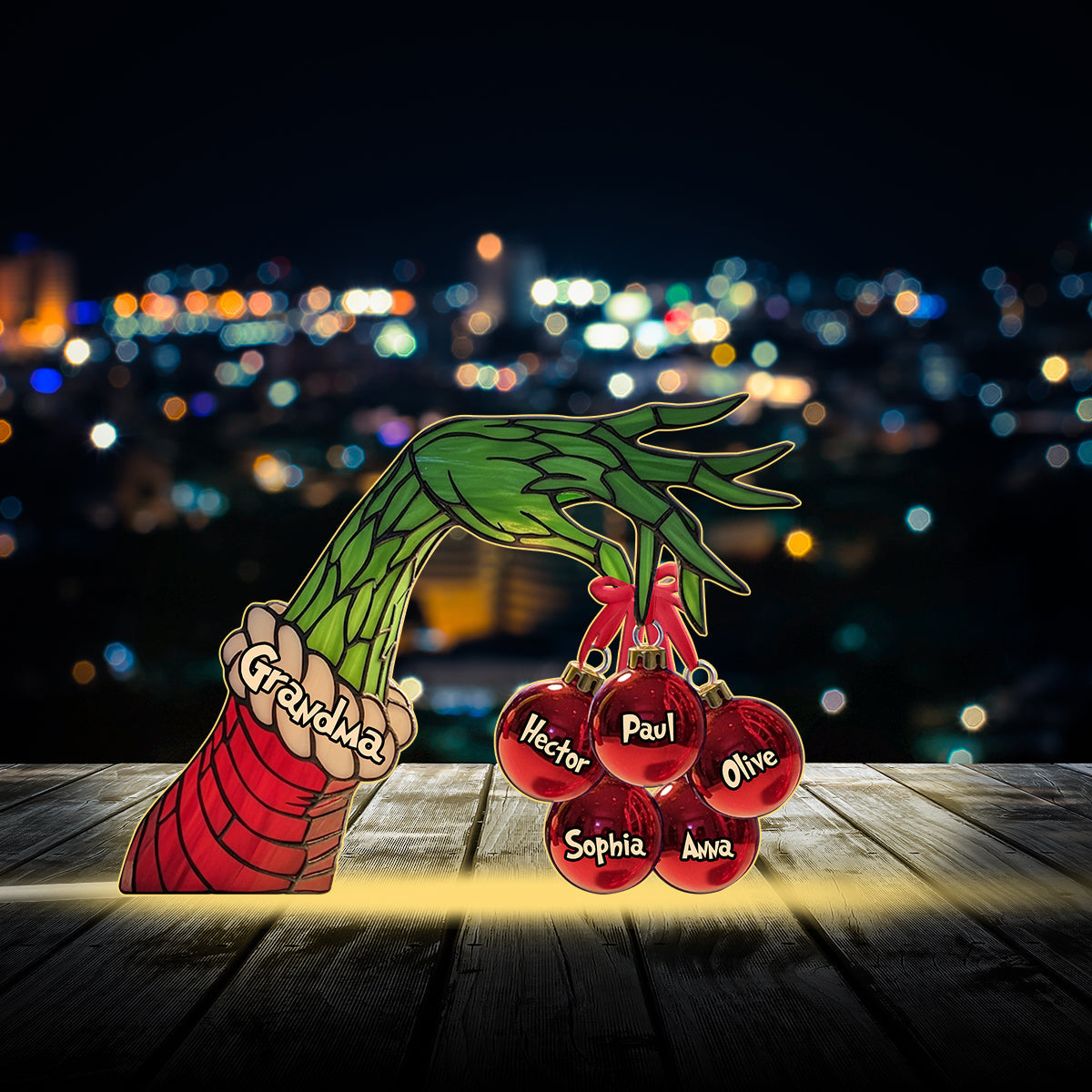 Joyeux Noël - Veilleuse LED personnalisée en acrylique avec étole de Noël