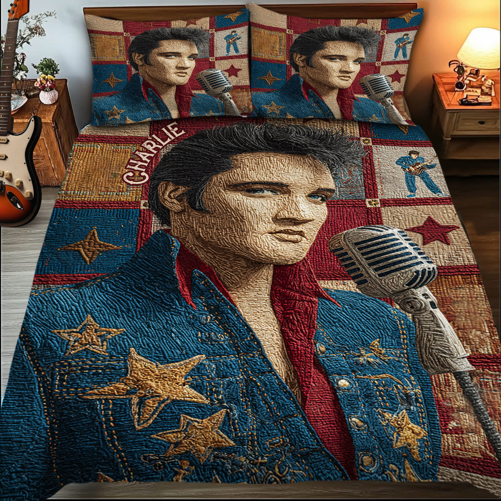 You Gonna Set Me On Fire - Personalized King of Rock and Roll Quilt Set