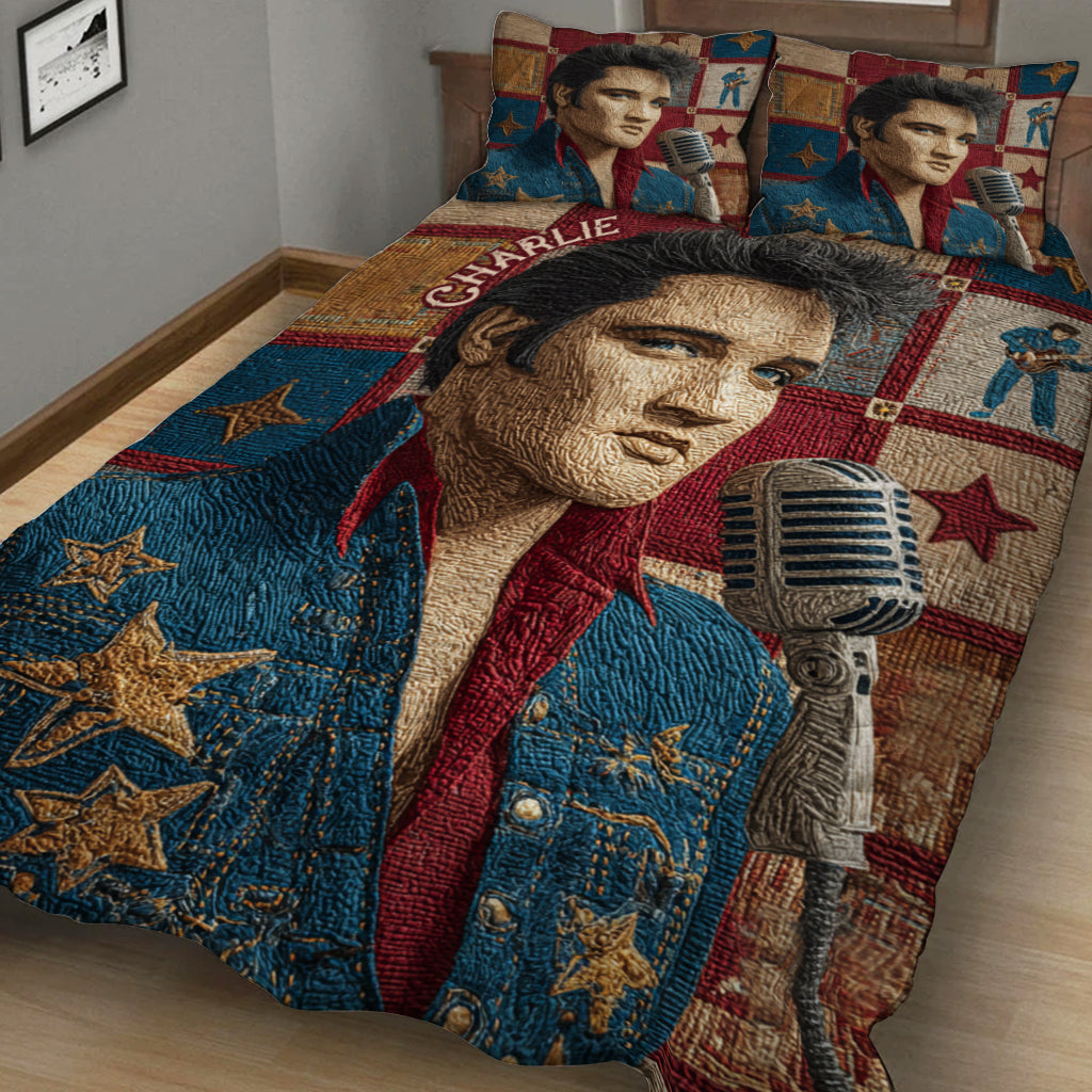 You Gonna Set Me On Fire - Personalized King of Rock and Roll Quilt Set