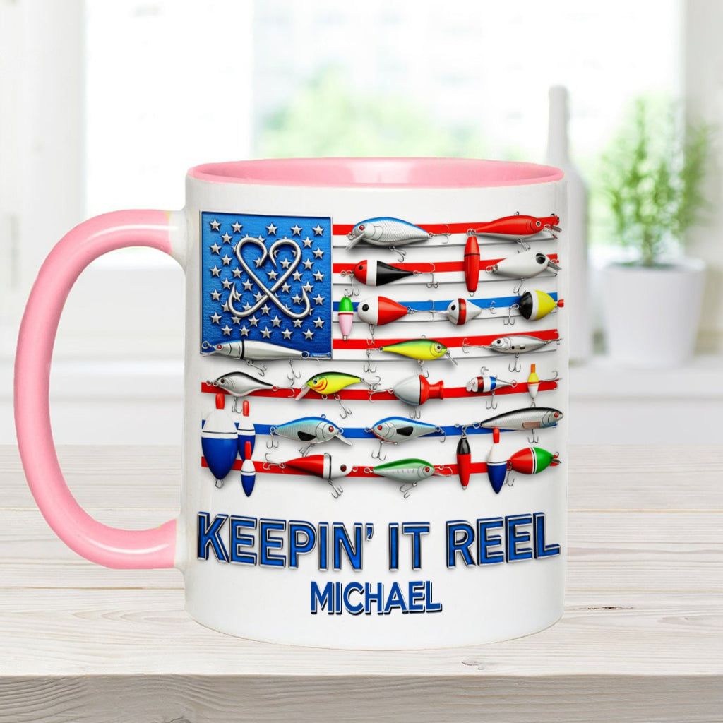 Mug personnalisé « Keepin' It Reel » sur le thème de la pêche
