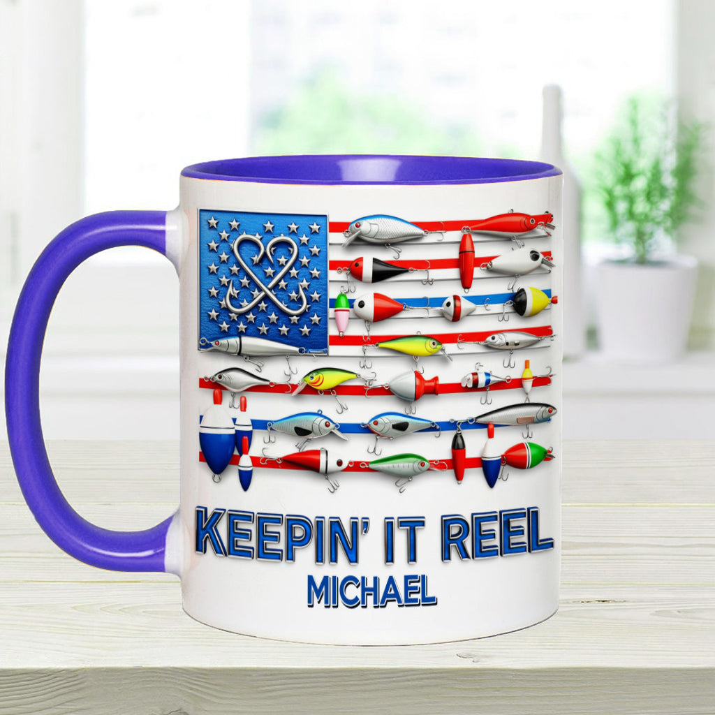 Mug personnalisé « Keepin' It Reel » sur le thème de la pêche