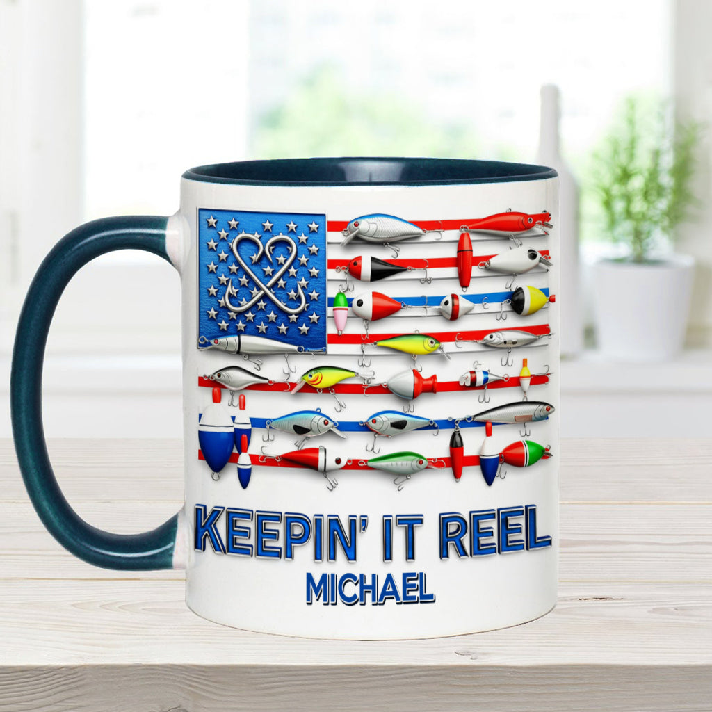 Mug personnalisé « Keepin' It Reel » sur le thème de la pêche