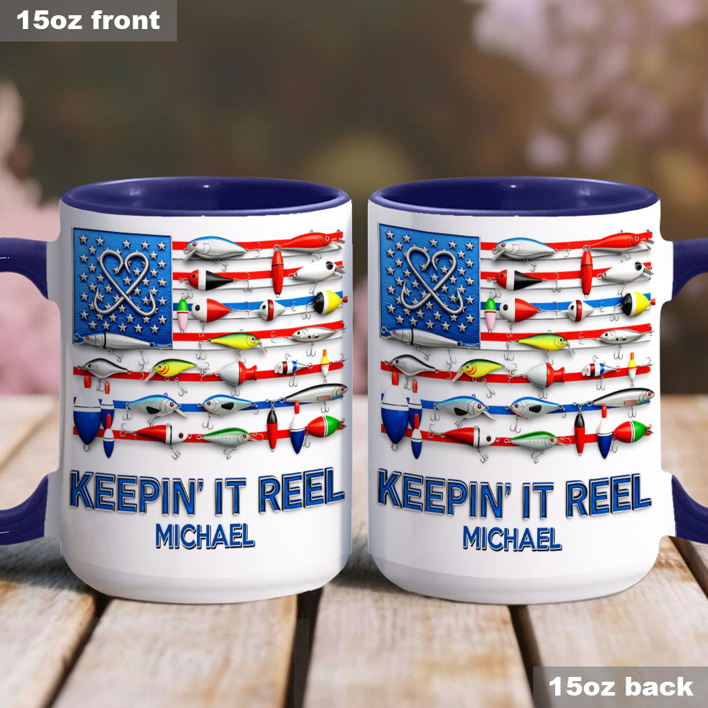 Mug personnalisé « Keepin' It Reel » sur le thème de la pêche