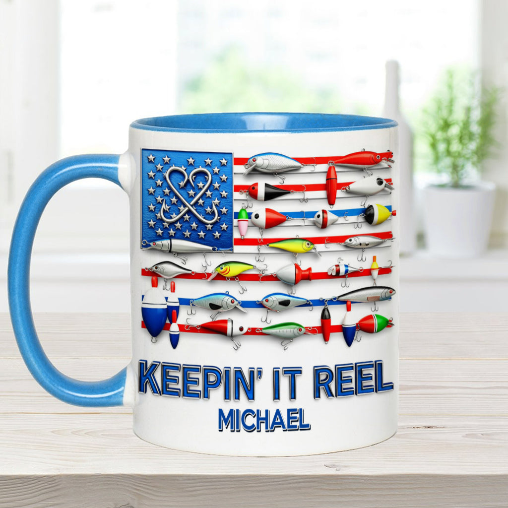 Mug personnalisé « Keepin' It Reel » sur le thème de la pêche