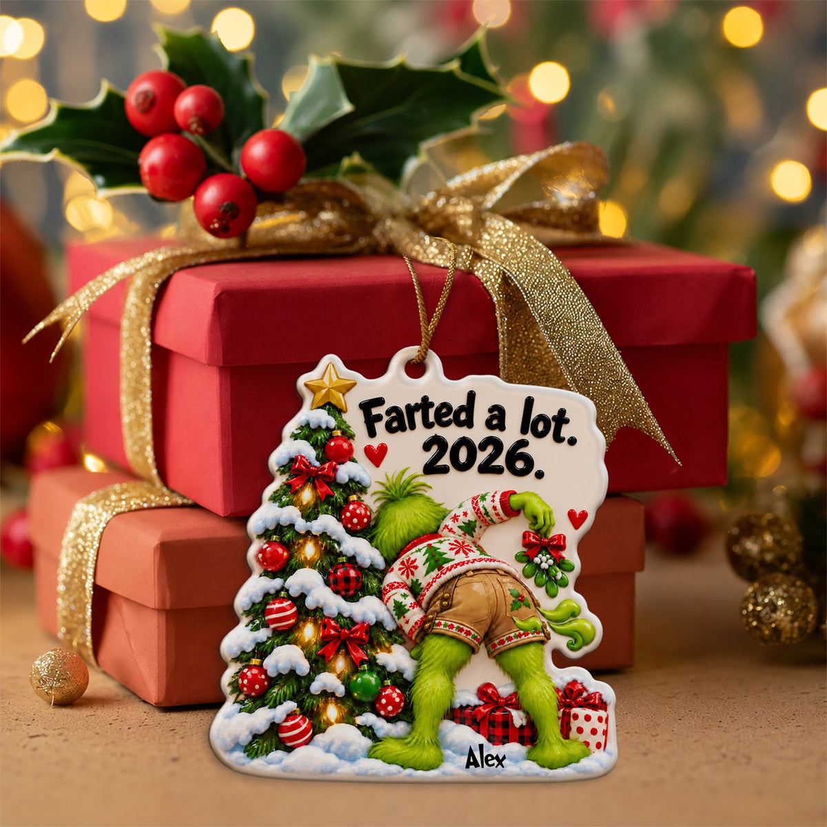 I Farted Green Mischief - Personalized Stole Christmas Custom Shape Ceramic Ornament