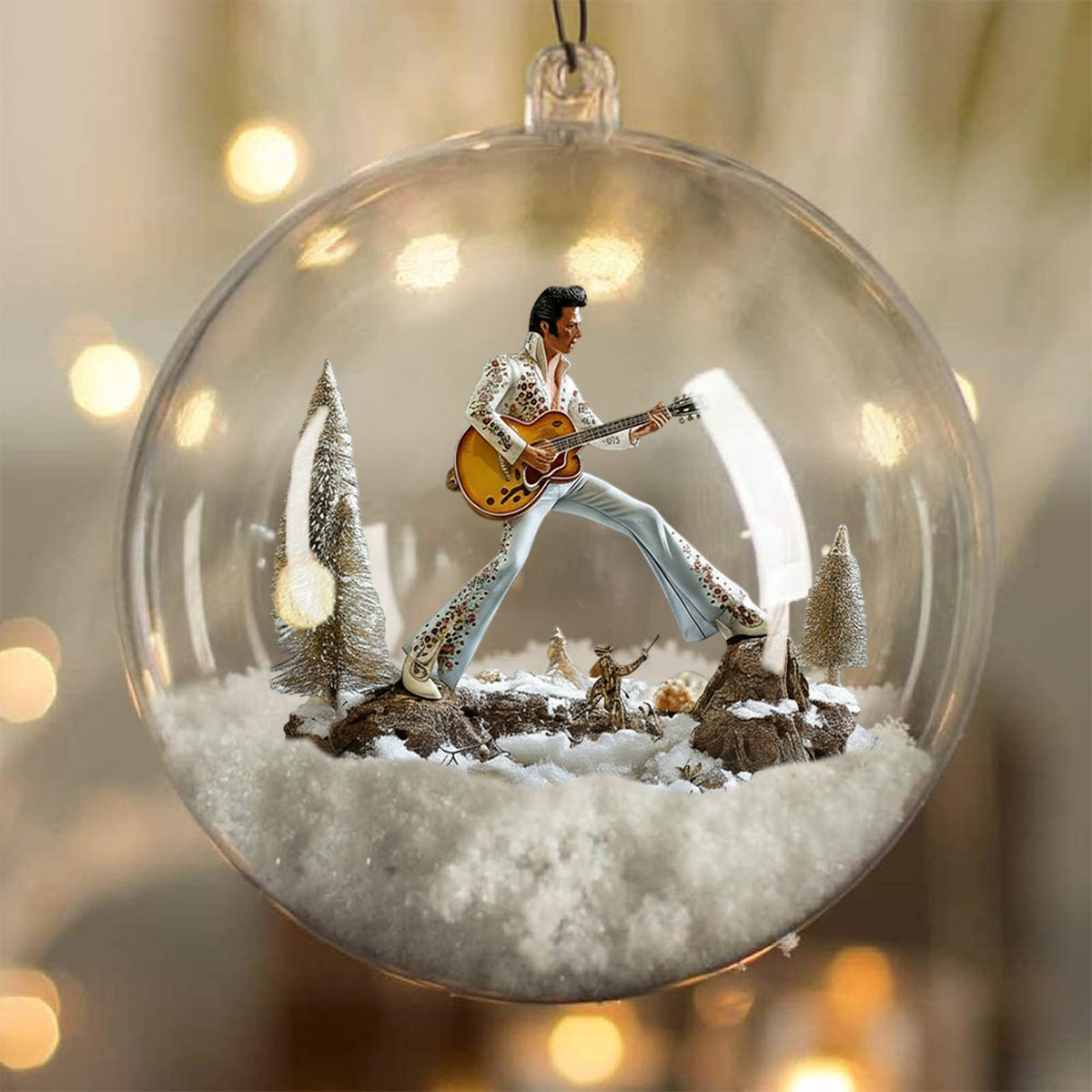 Joyeux Noël Roi du Rock - Boule à neige personnalisée Roi du Rock and Roll avec nœud