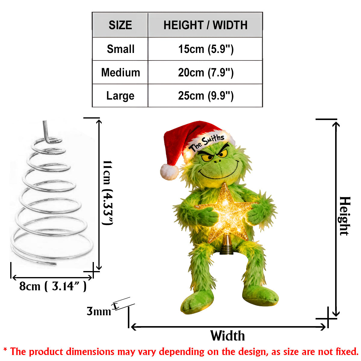 Joyeux Grinchmas - Étole de Noël personnalisée avec guirlande lumineuse LED pour sapin de Noël