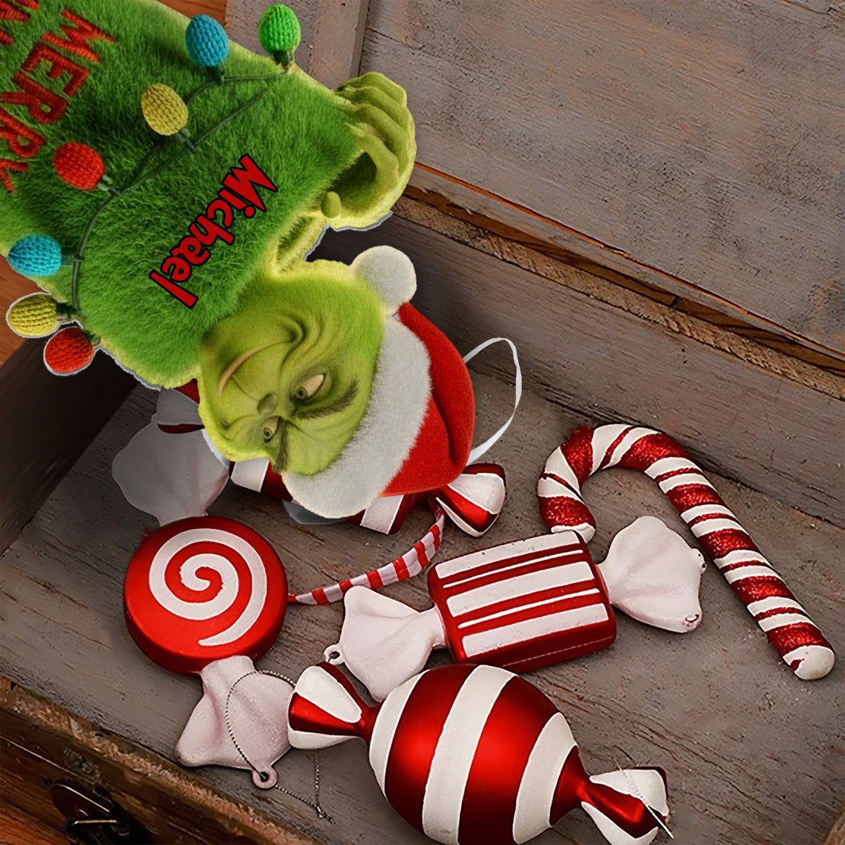 Joyeux Grinchmas - Chaussette de Noël personnalisée en forme d'étole