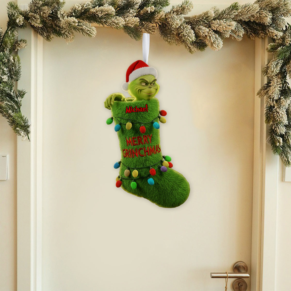 Joyeux Grinchmas - Chaussette de Noël personnalisée en forme d'étole