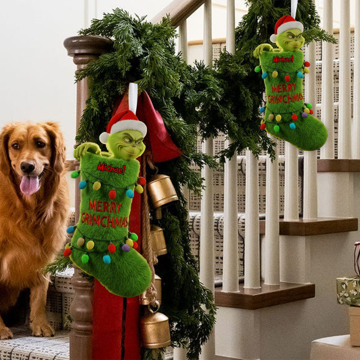 Joyeux Grinchmas - Chaussette de Noël personnalisée en forme d'étole