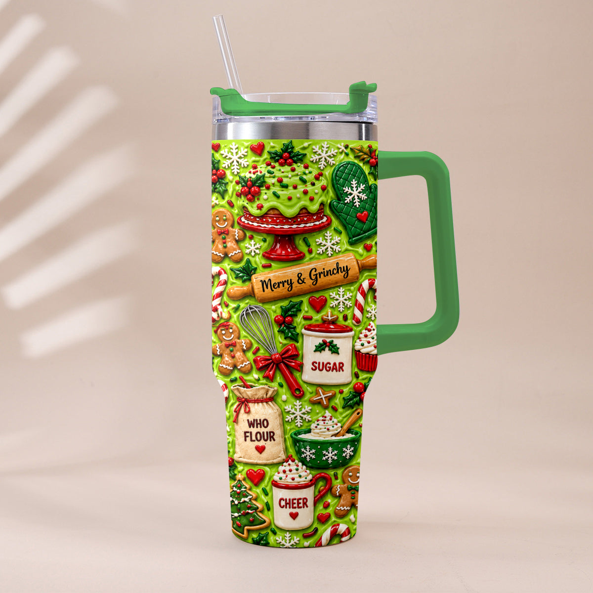 Baking With Some Mischief - Personalized Stole Christmas Tumbler With Plush Charm
