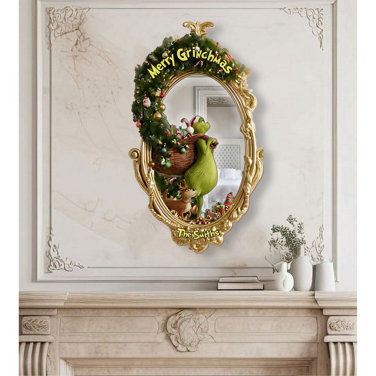 Joyeux Noël - Miroir mural personnalisé avec étole de Noël