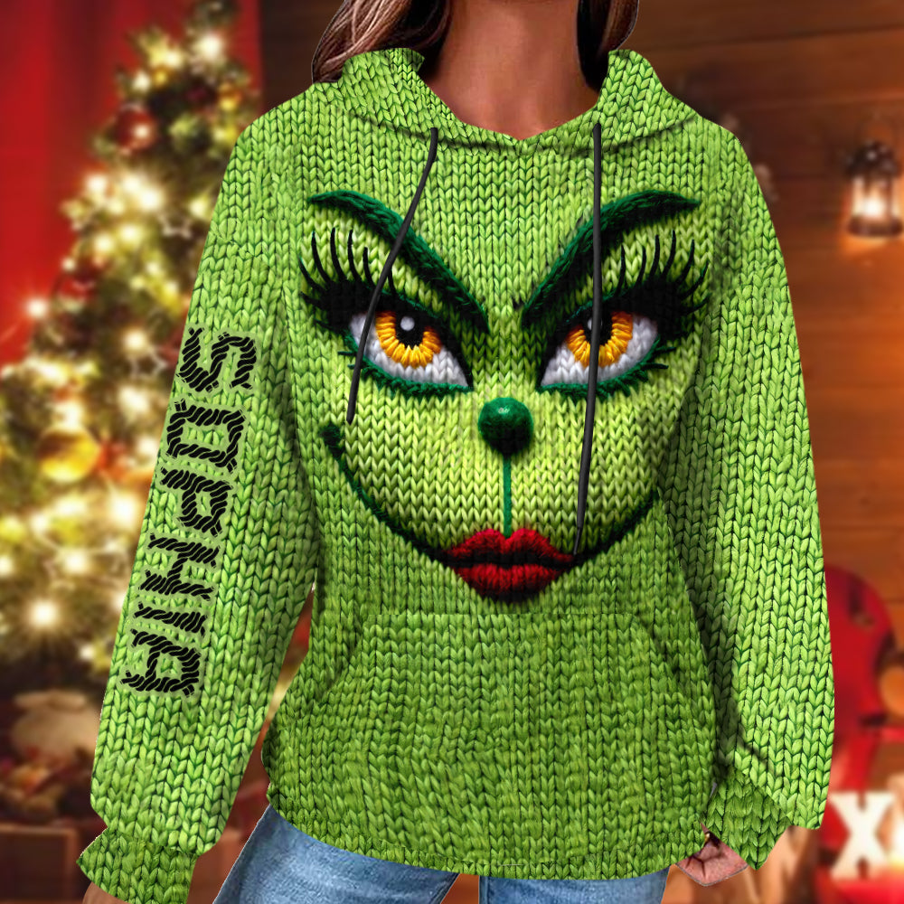 Joyeux Grinchmas - Étole de Noël personnalisée à capuche gaufrée