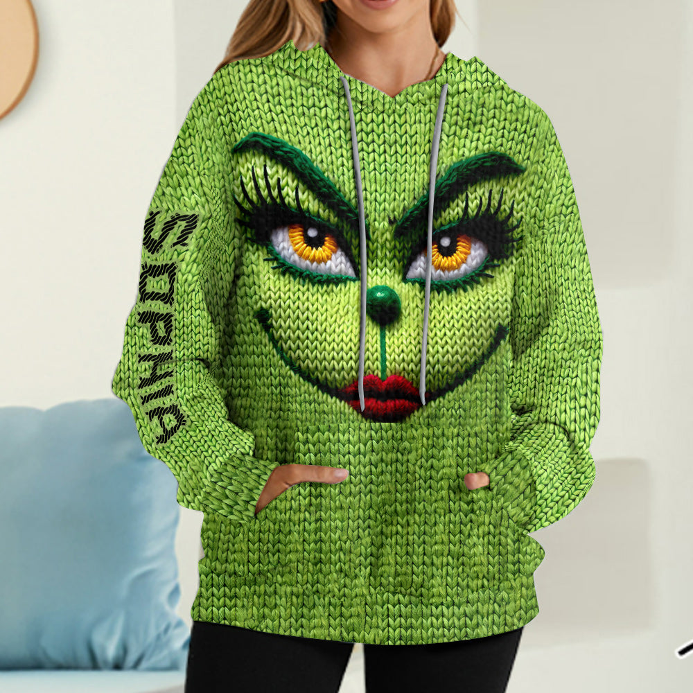 Joyeux Grinchmas - Étole de Noël personnalisée à capuche gaufrée
