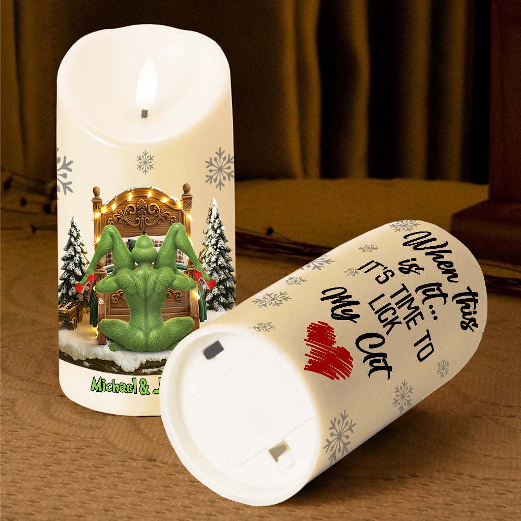 Noël en couple - Cadeau Grinchmas - Étole de Noël personnalisée avec bougie sans flamme