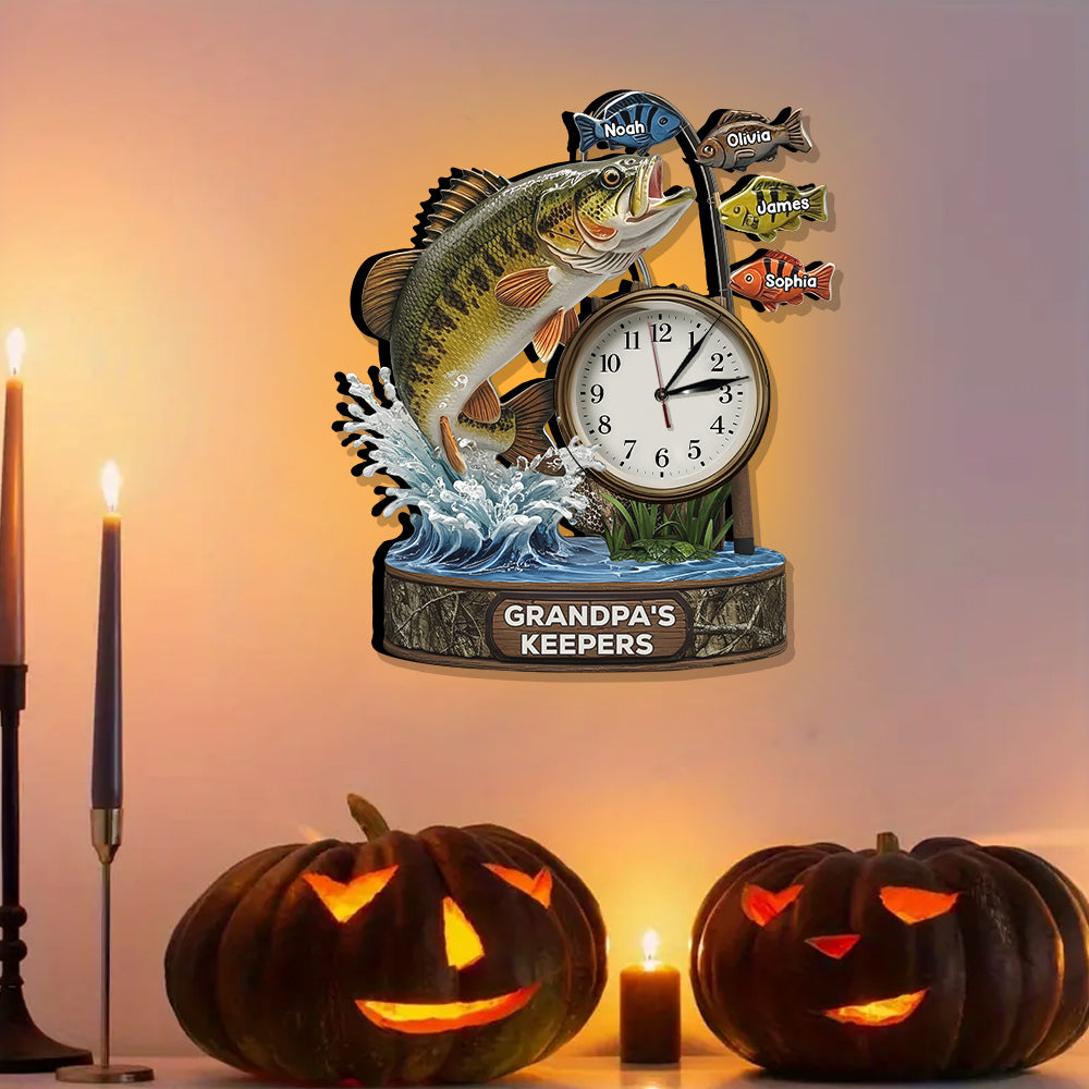 La meilleure prise de papa - Horloge murale lumineuse LED personnalisée sur le thème de la pêche