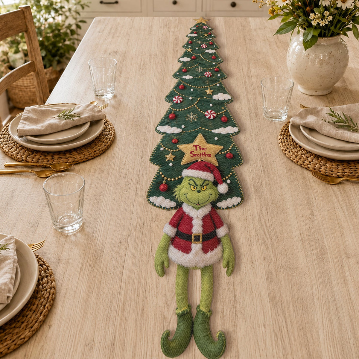 Merry Grinchmas - Personalized Stole Christmas Custom Shape Table Runner