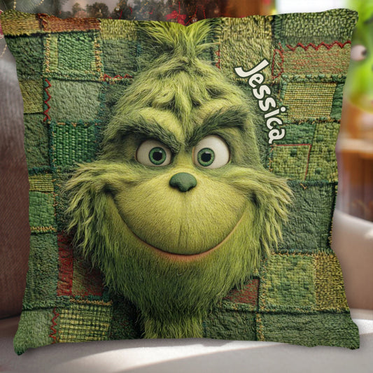 Green Christmas - Personalized Stole Christmas Throw Pillow