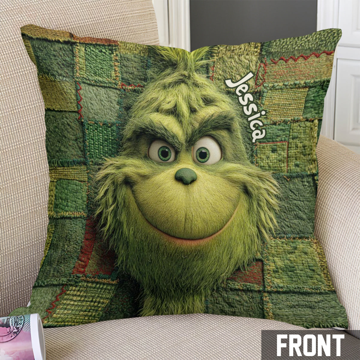 Green Christmas - Personalized Stole Christmas Throw Pillow