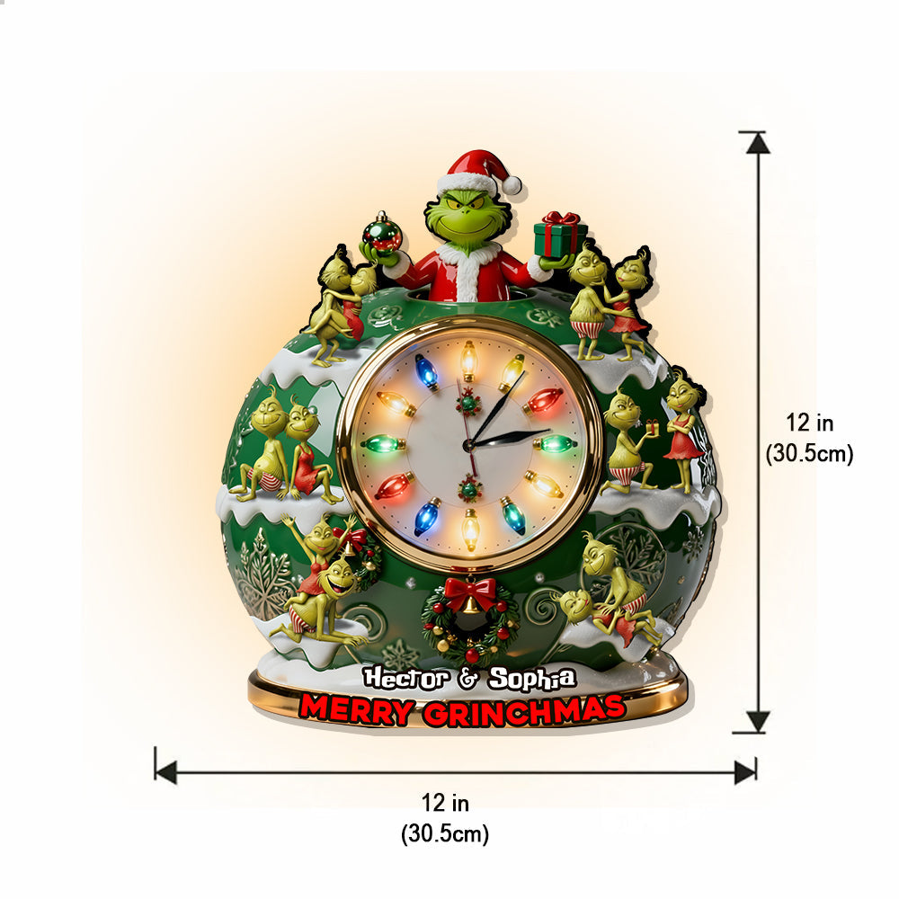 Merry Grinchmas - Personalized Stole Christmas LED Light Wall Clock