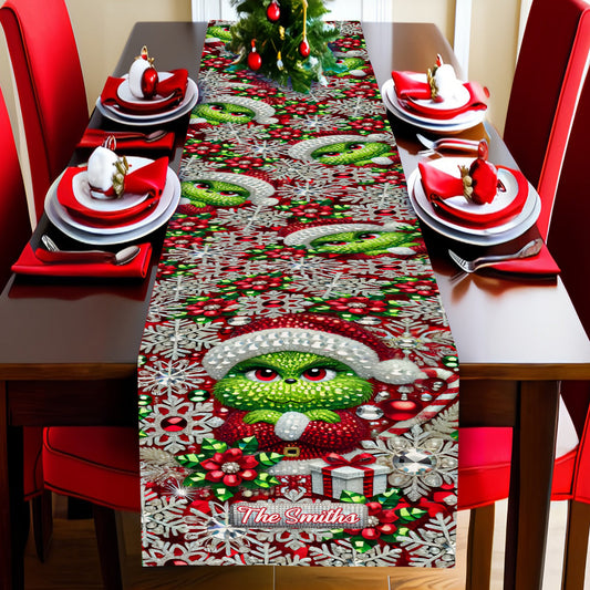 Joyeux Grinchmas - Chemin de table de Noël personnalisé avec étole
