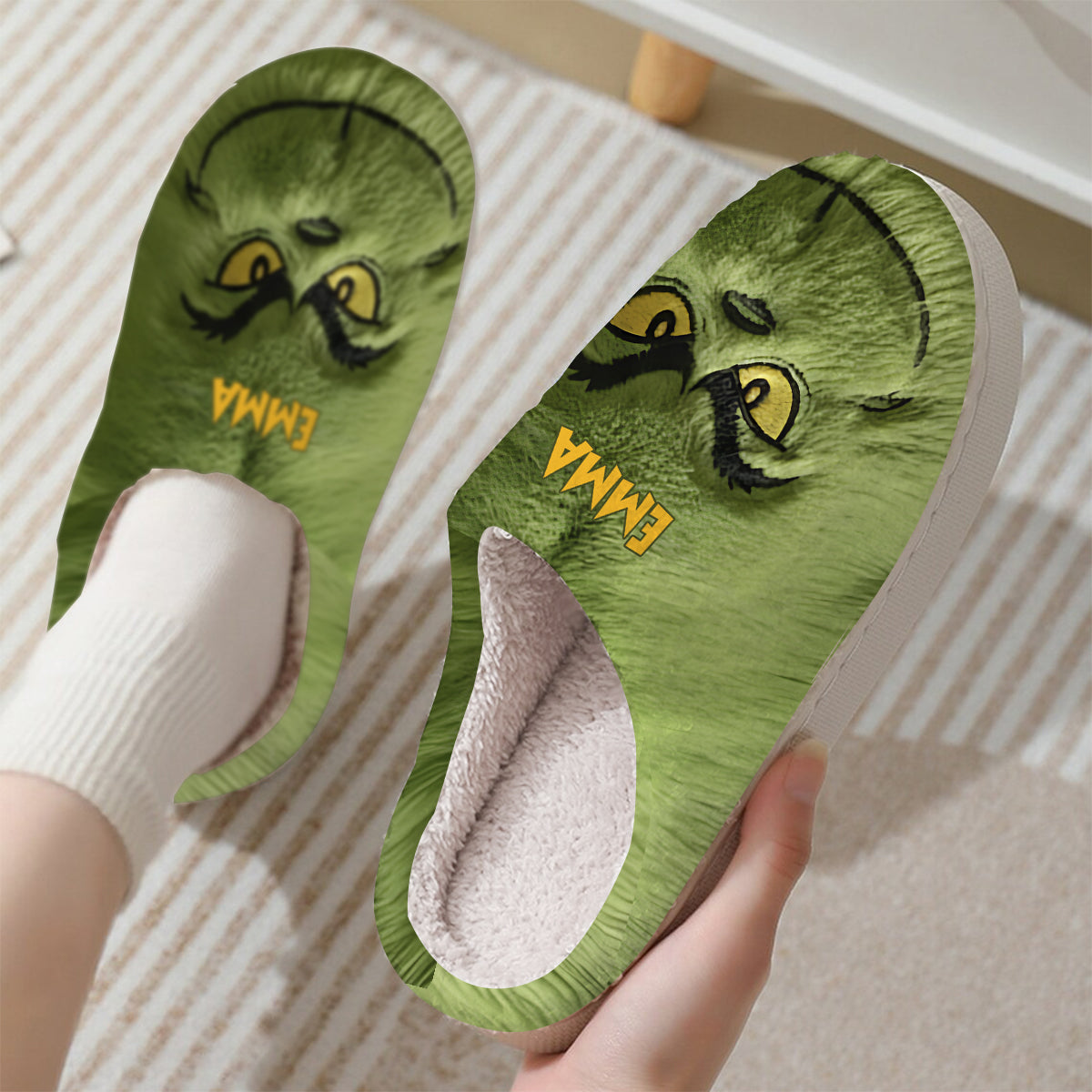 Green Monster - Étole personnalisée - Pantoufles de Noël