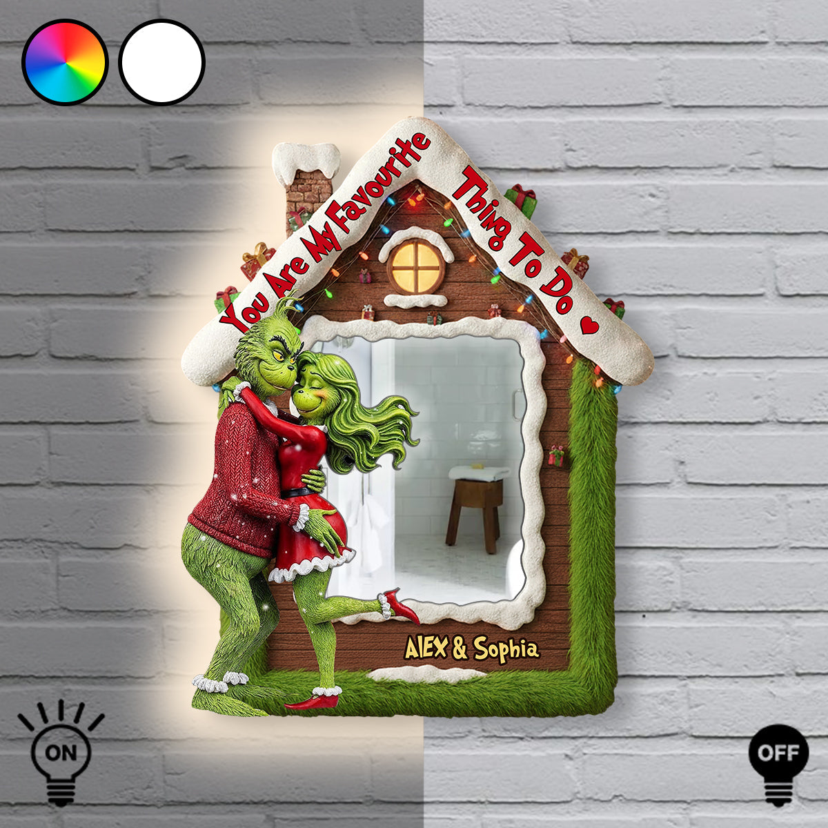 Tu as volé mon cœur - Miroir mural de Noël personnalisé avec lumière LED