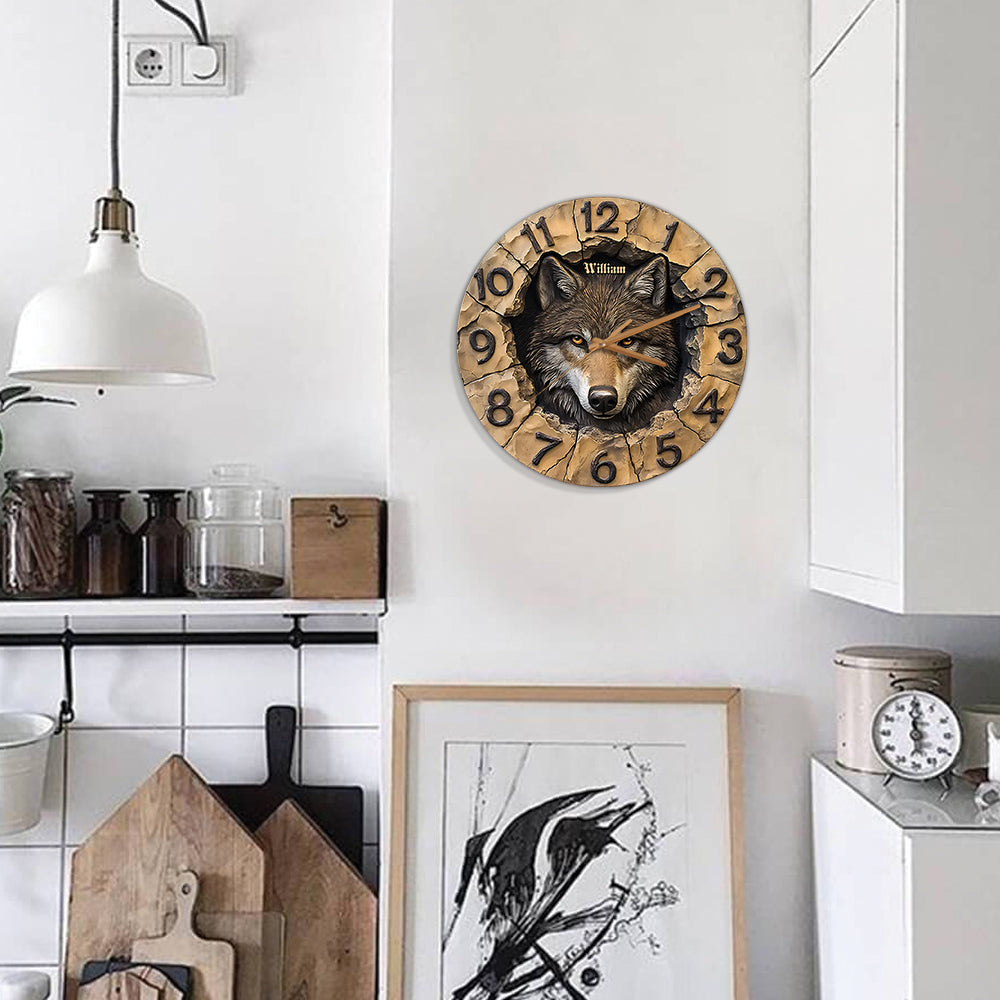 Cool Wolf - Personalized Wolf Wall Clock