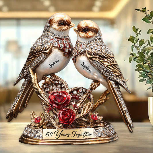 Plaque commémorative personnalisée pour couple d'amoureux, célébrant leurs 50 ans de vie commune.