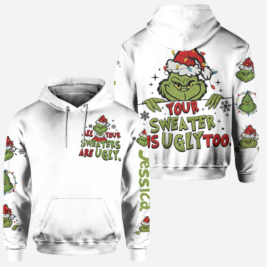 Ton pull est moche aussi - Sweat à capuche et legging personnalisés « Étole de Noël »