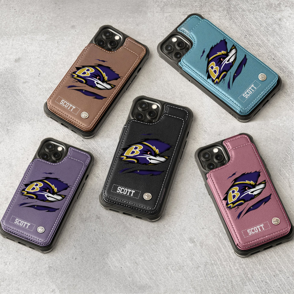 Passionné de football ? Étui portefeuille personnalisé pour téléphone, style football américain.
