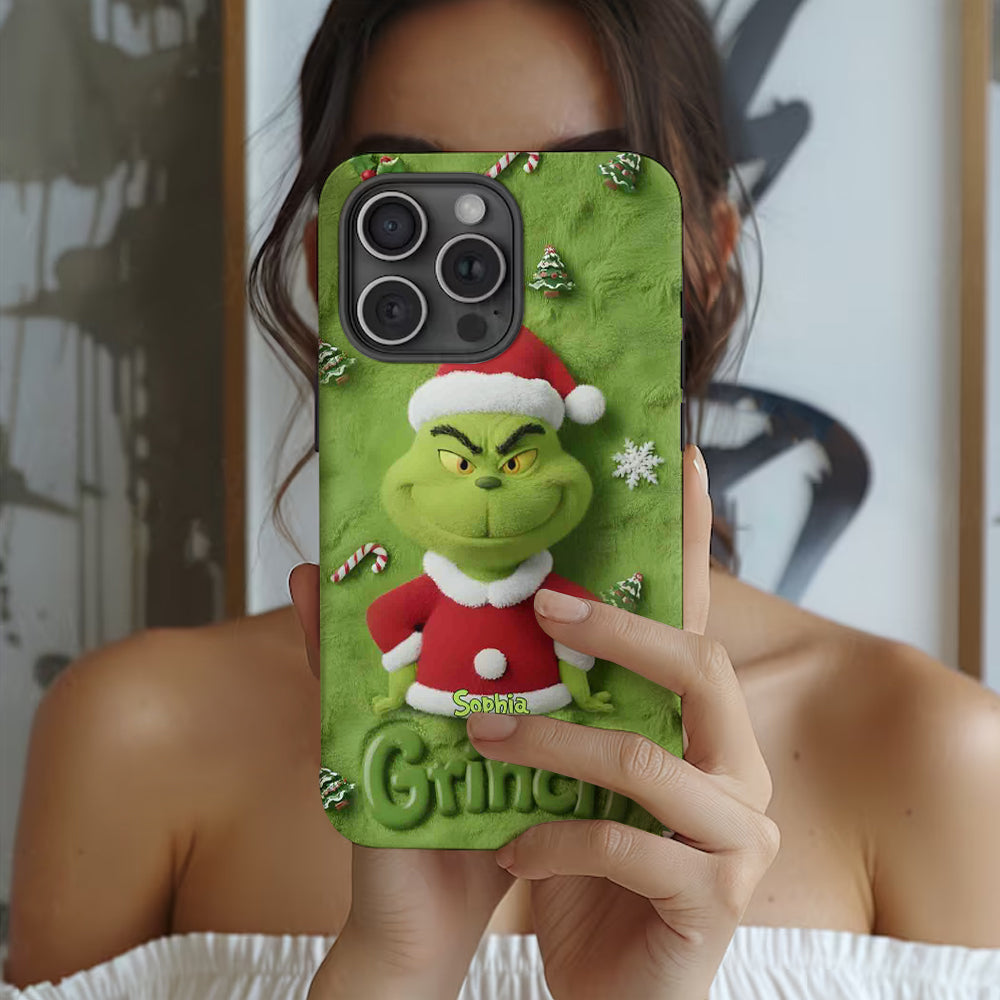 Joyeux Grinchmas - Coque de téléphone personnalisée avec imprimé intégral « Étole de Noël »