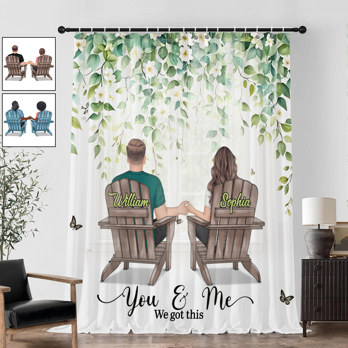 Toi et moi, on gère ! - Ensemble de rideaux occultants personnalisés pour couples