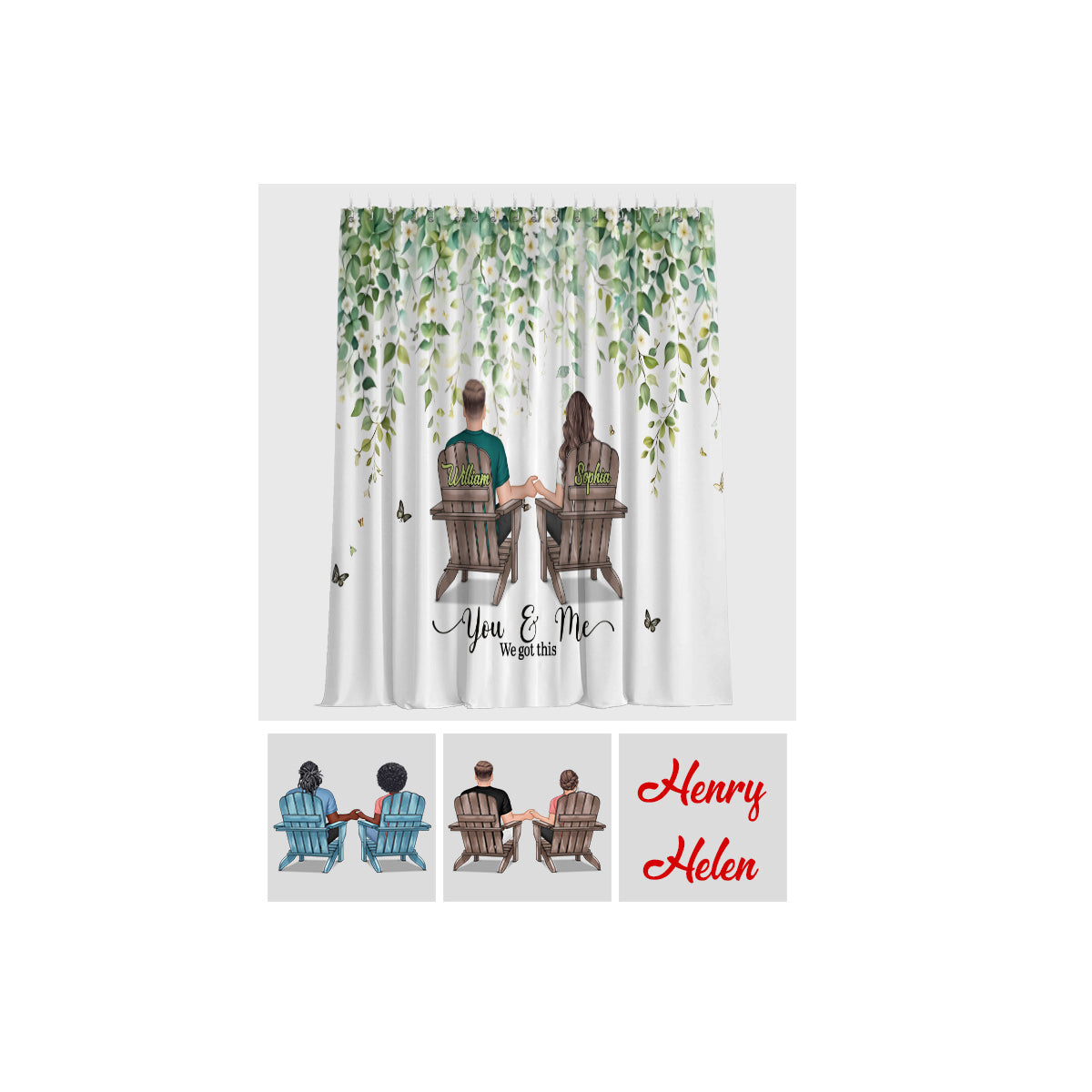 Toi et moi, on gère ! - Ensemble de rideaux occultants personnalisés pour couples