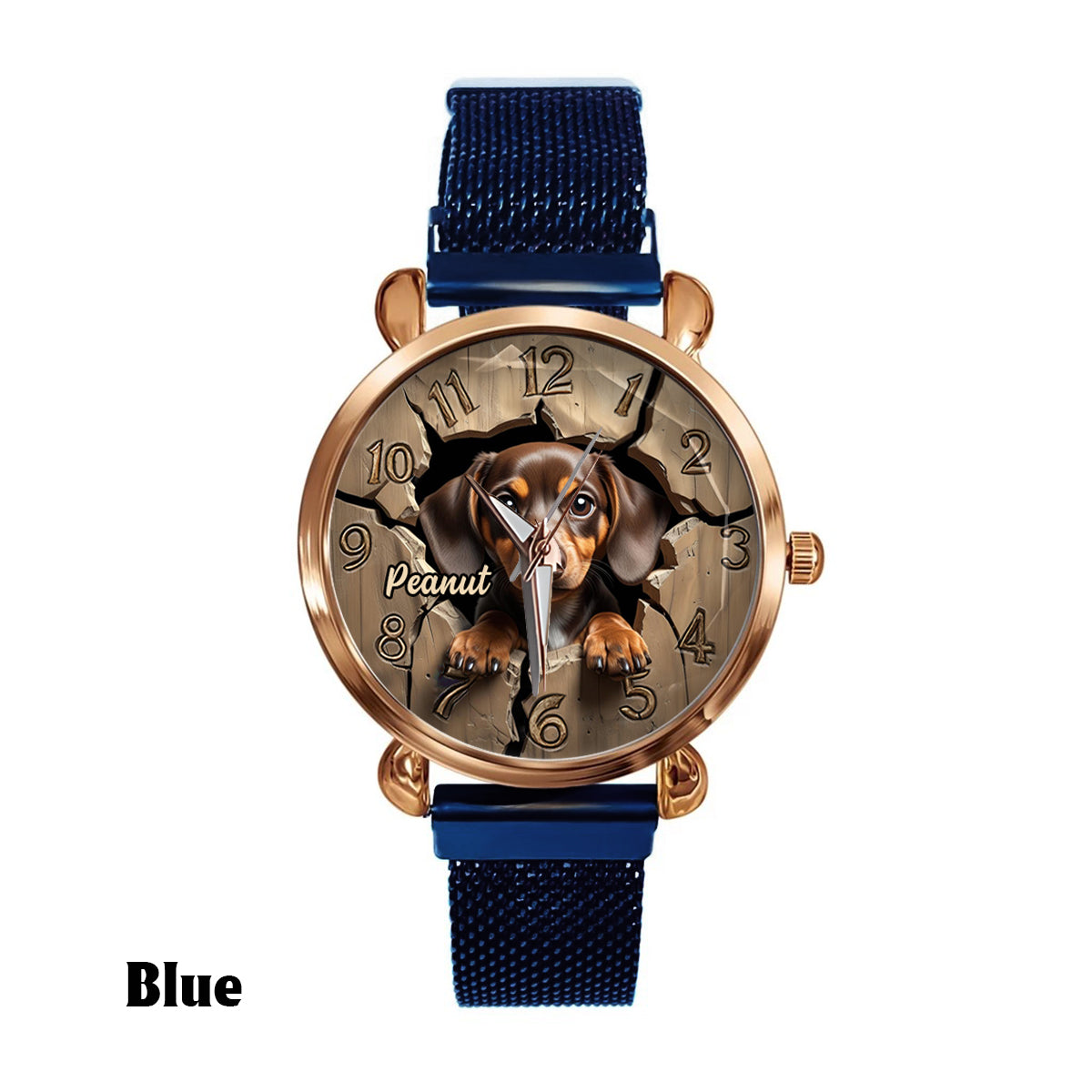 Montre-bracelet personnalisée pour femme passionnée de teckels 