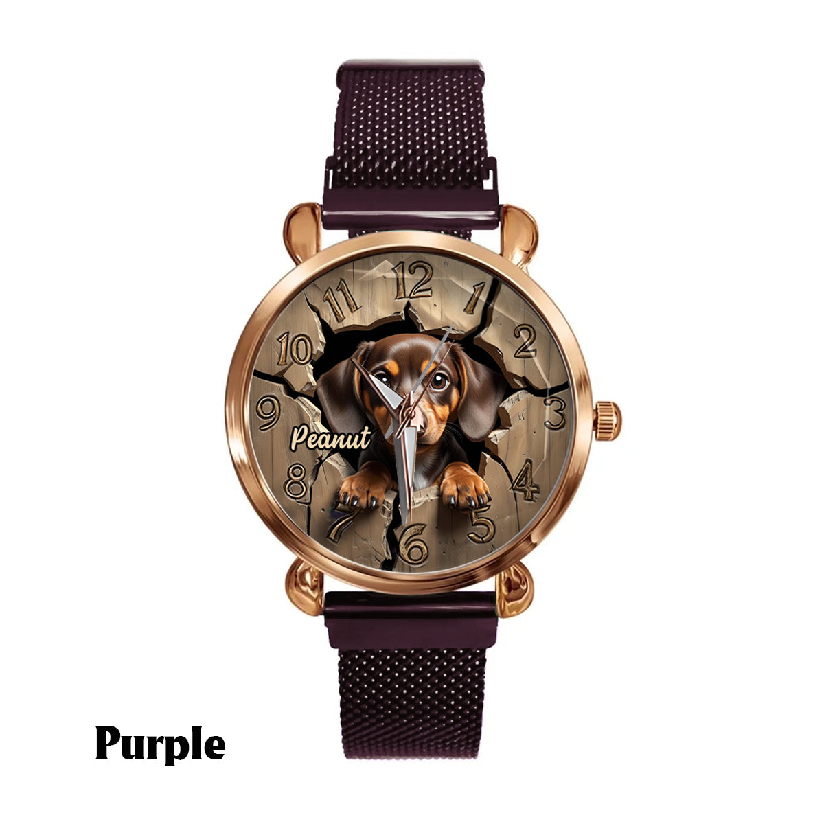 Montre-bracelet personnalisée pour femme passionnée de teckels 