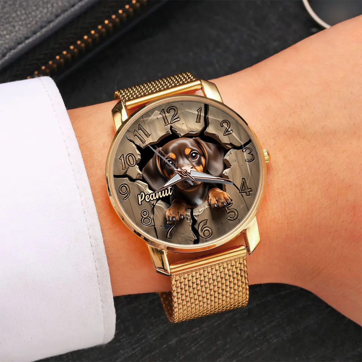 Montre-bracelet personnalisée pour femme passionnée de teckels 