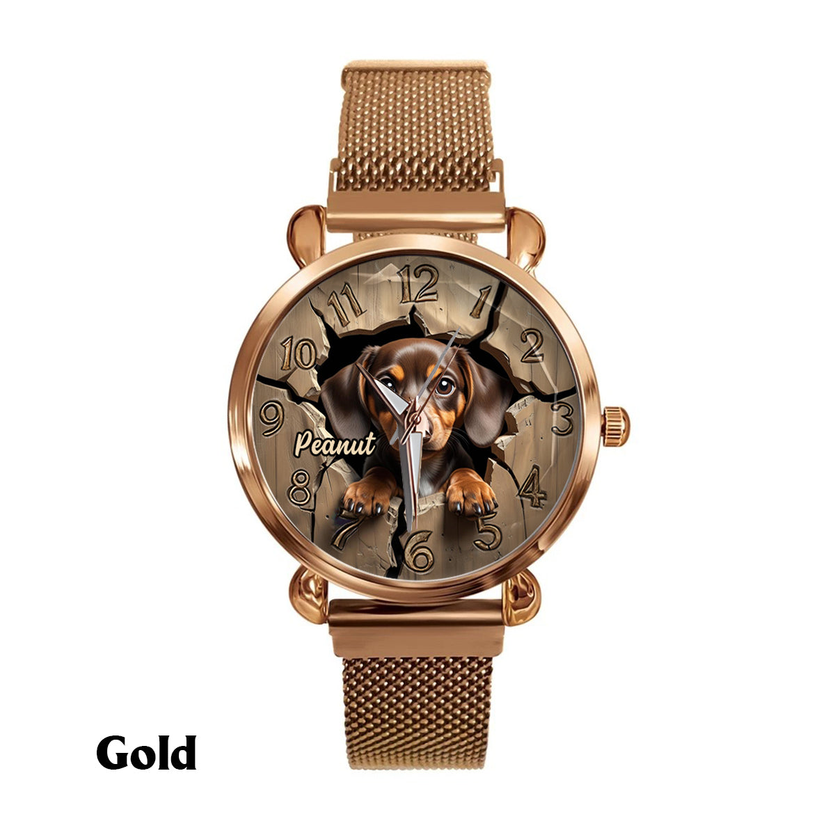 Montre-bracelet personnalisée pour femme passionnée de teckels 
